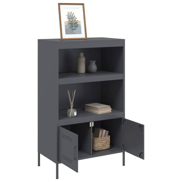 Highboard DE9771 Grau - Metall - 39 x 113 x 68 cm