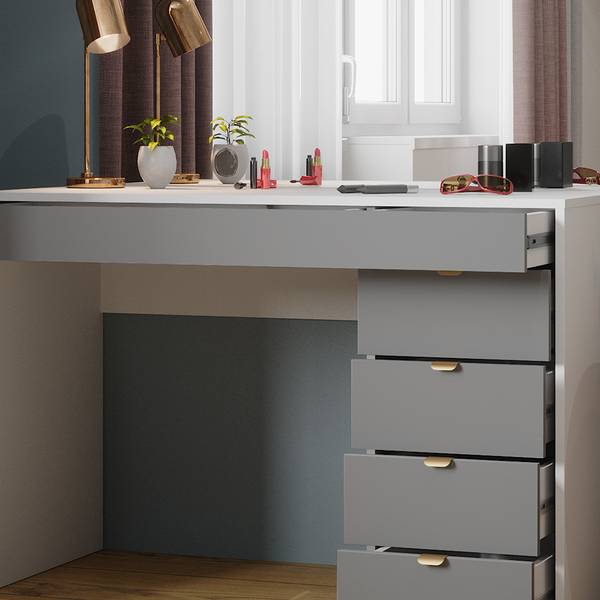 Schminktisch Elise 41341 Grau - Weiß - Holzwerkstoff - 115 x 76 x 55 cm