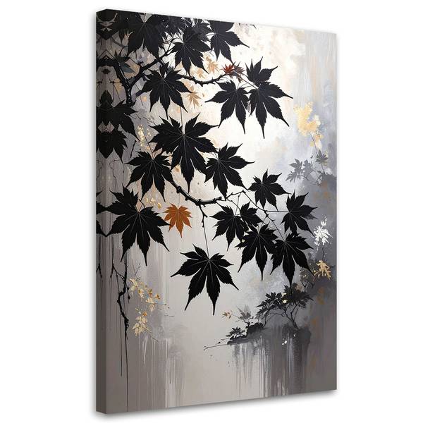 Wandbild Pflanzen Schwarz - Polyester - 20 x 30 x 3 cm