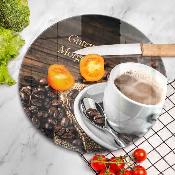 Schneidebrett Guten Morgen! Braun - Glas - 30 x 30 x 1 cm