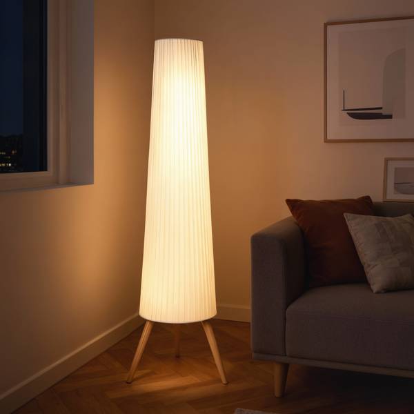 Stehlampe B31-613V90WT Weiß - Baumwollstoff - 46 x 153 x 46 cm