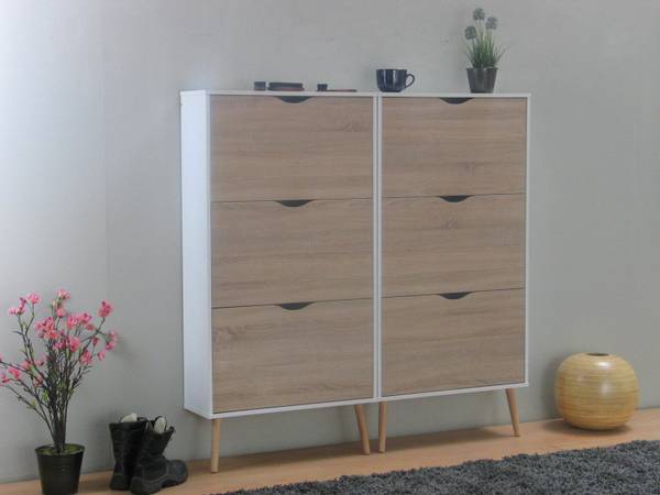 Schuhschrank Napoli Weiß - Holz teilmassiv - 141 x 139 x 24 cm