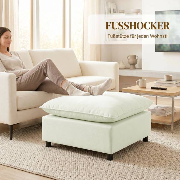 Fußhocker 838-620V00CW Weiß - Textil - 75 x 40 x 75 cm