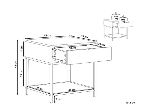 Nachttisch BERKLEY Schwarz - Braun - Holzwerkstoff - 45 x 45 x 39 cm