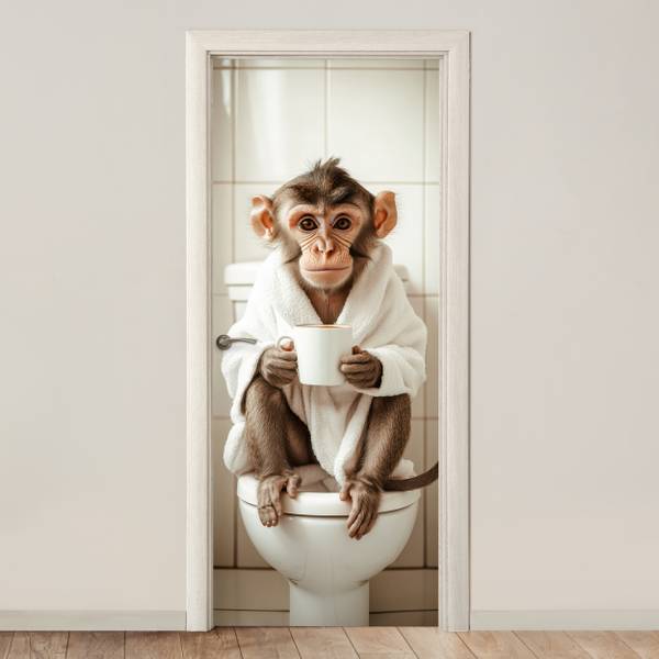 FOTOTAPETE TÜR Affe Badewanne 85 x 205 cm