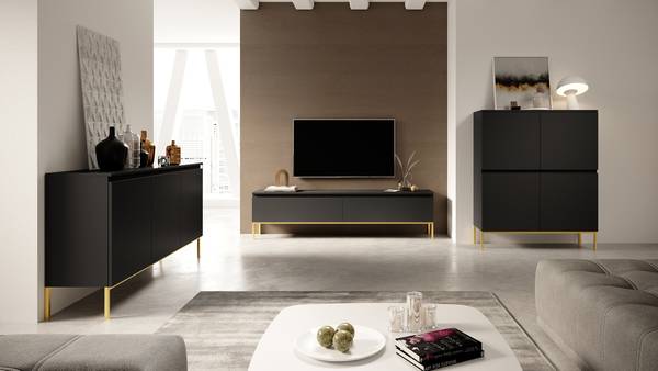 Meuble TV debout BEMMI Noir - Mélamine - 150 x 46 x 32 cm