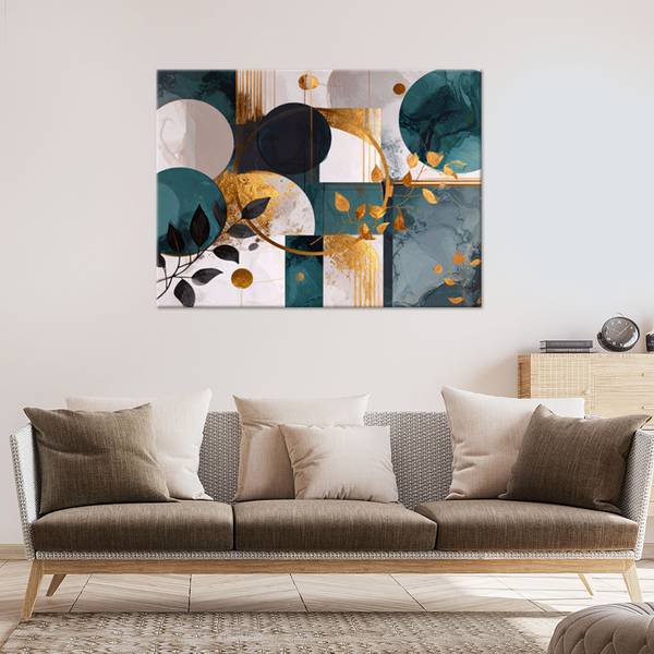 Wandbild Abstrakte Motive Grün - Polyester - 90 x 60 x 3 cm