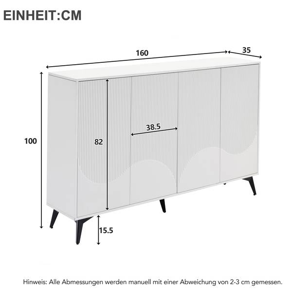 Sideboard VERTEXINFIN Weiß - Holzwerkstoff - 160 x 100 x 35 cm