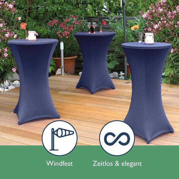 Stehtischhusse Stella 2tlg Blau - Spandex - 80 x 110 x 120 cm