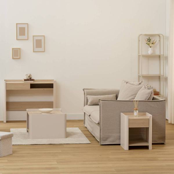 Couchtisch ROUNDY Weiß - Holzwerkstoff - 60 x 40 x 80 cm