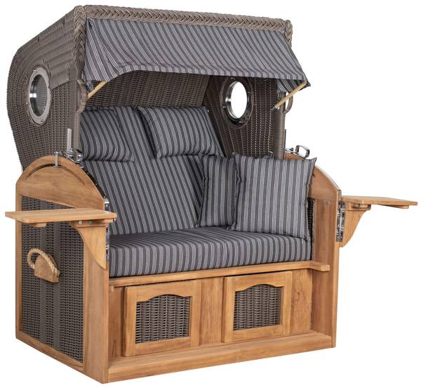 Strandkorb Schillig 2,5 Sitzer Grau - Teakholz - 142 x 170 x 95 cm