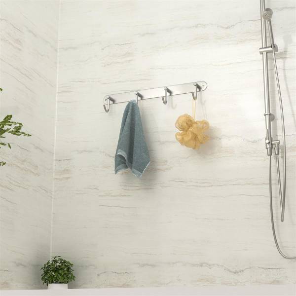 Garderobenleiste Kleiderhaken Leiste Silber - Metall - 5 x 6 x 35 cm