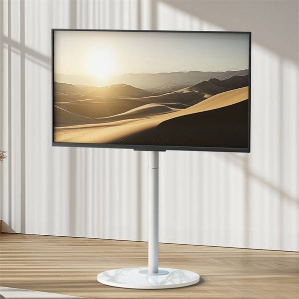 Support TV Astrion Blanc - Pierre artificielle - Métal - 55 x 160 x 65 cm