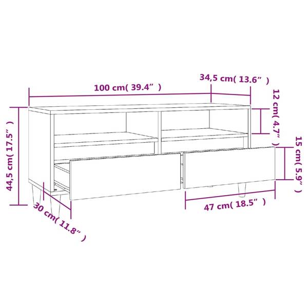 TV-Schrank 3029696 Braun - Holzwerkstoff - 34 x 44 x 100 cm
