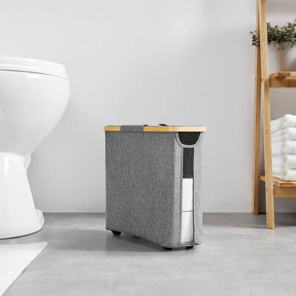 Toilettenpapierhalter ANDRE Grau - Holzwerkstoff - Papier - Kunststoff - Textil - 15 x 37 x 45 cm