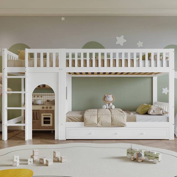 Etagenbett LucyWoodyⅠ Weiß - Holzwerkstoff - 99 x 160 x 301 cm