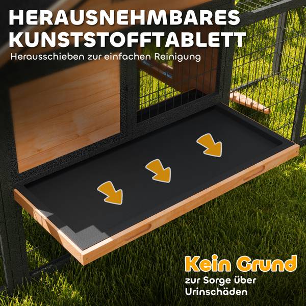 Kaninchenstall D51-468V90YL Gelb - Massivholz - 53 x 86 x 217 cm