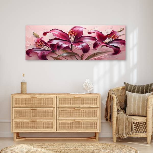 Wandbild lilien blumen 90 x 30 cm
