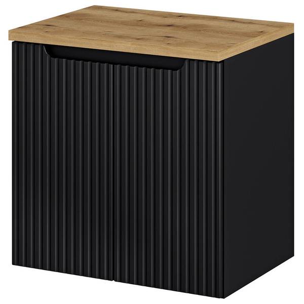 Waschbeckenunterschrank Skelbolu Schwarz - Eiche Dekor