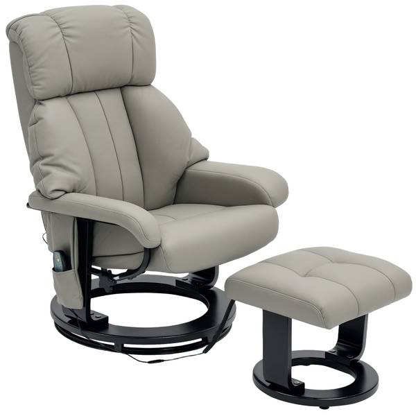 Relaxsessel mit Fußhocker 700-008V92GY Grau - Kunstleder - 80 x 102 x 76 cm