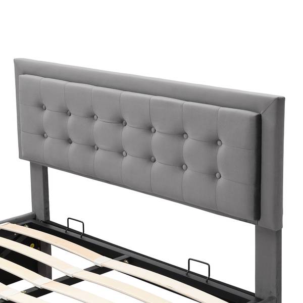 Doppelbett Apollo Ⅶ Grau - Polyester - Samt - Kiefer - Stahl - 145 x 101 x 200 cm