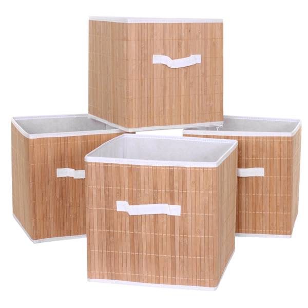 Boîte rangement pliable C21 (4 pcs) Marron - Polypropylène - 32 x 32 x 32 cm