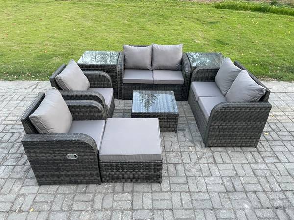 Gartengarnitur C(8er-Set) Grau - Webstoff - 124 x 79 x 67 cm