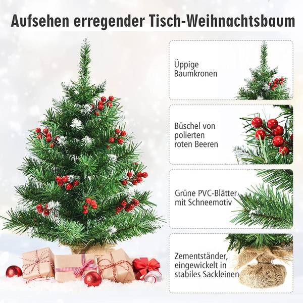 60cm Kleiner Weihnachtsbaum Grün - Kunststoff - 3 x 60 x 9 cm