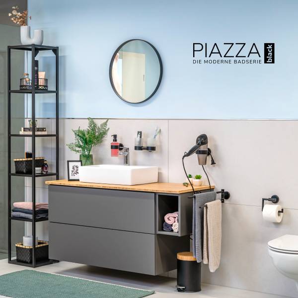 Badzubehör Piazza Black 3er-Set Schwarz - Metall - 15 x 35 x 11 cm