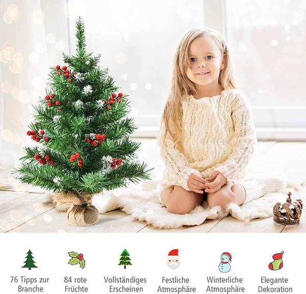 60cm Kleiner Weihnachtsbaum Grün - Kunststoff - 3 x 60 x 9 cm