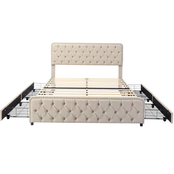 Polsterbett Ella II Beige - Leinen - 160 x 108 x 205 cm
