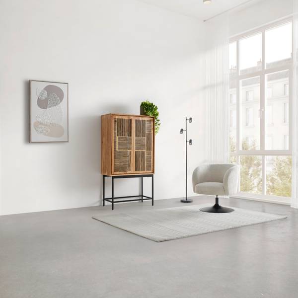 Highboard TARIM Schwarz - Braun - Metall - Holz teilmassiv - 80 x 150 x 40 cm