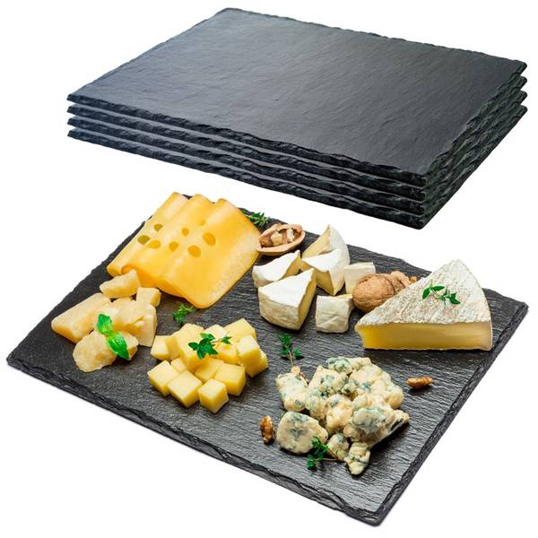Serviertablett 4er Set SET396 Schwarz - Naturfaser - 20 x 1 x 30 cm