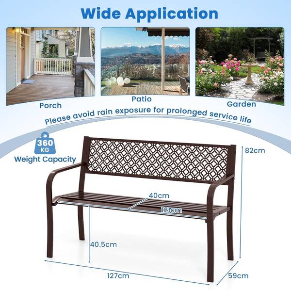 Gartenbank ZB34318SPDE Braun - Metall - 59 x 82 x 127 cm