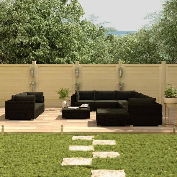 Mobilier de jardin 46755 (lot de 10) Noir - Polyester - 74 x 26 x 74 cm