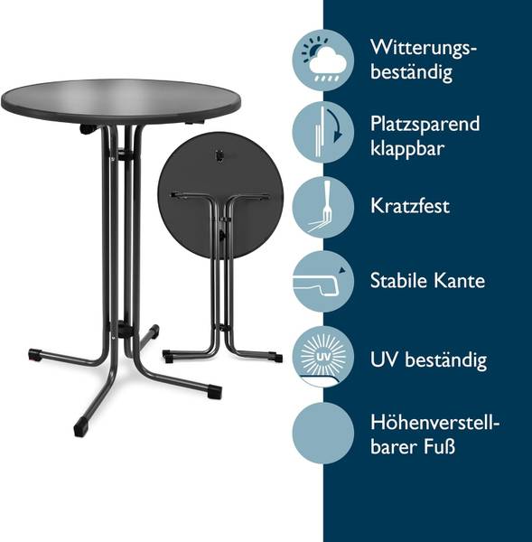 Stehtisch Bellini (3tlg) Schwarz - Breite: 80 cm - Anzahl Teile im Set: 3