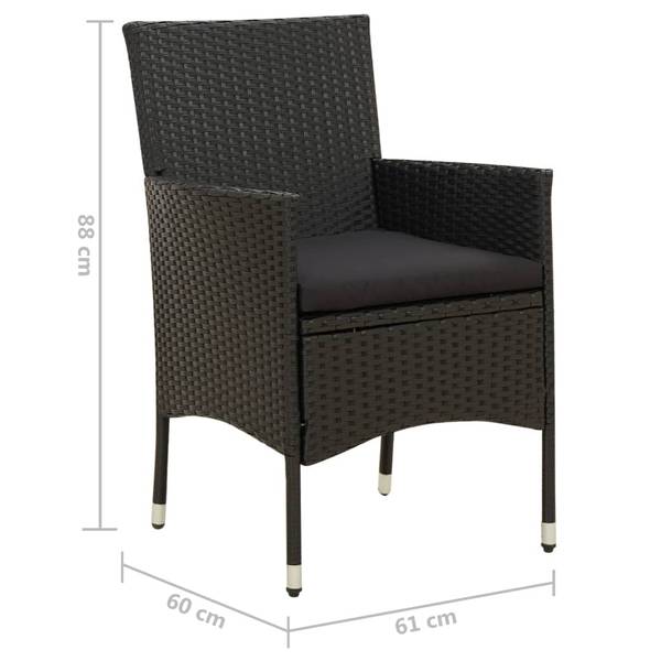 Buitenstoel 3011701-1 Set van 2 zwart - polyester - staal - 60 x 88 x 61 cm