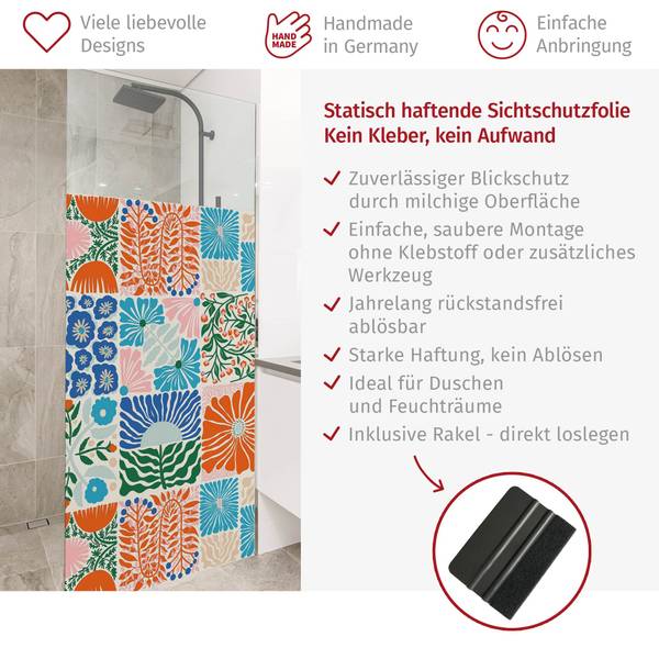 Dusch‑Sichtschutz Patchwork Blumenmuster 90 x 160 cm
