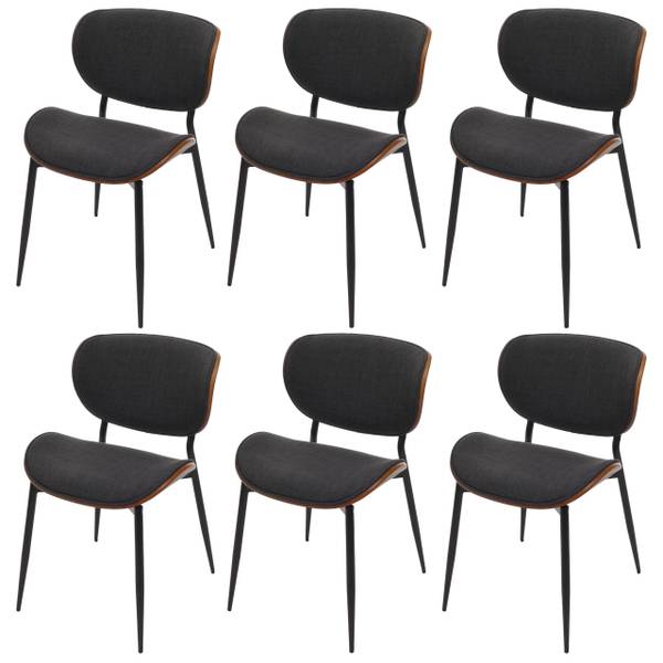 Esszimmerstuhl O45 (6er-Set) Grau - Walnuss Dekor