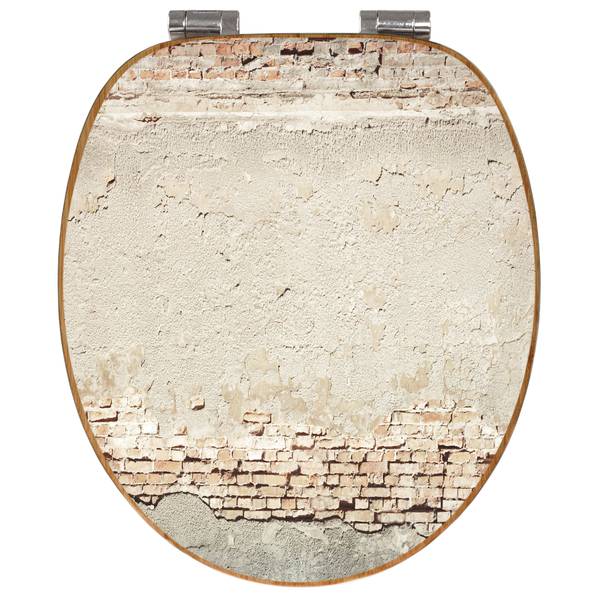 WC-Sitz mit Absenkautomatik Baulücke Beige - Bambus - Holzwerkstoff - 38 x 5 x 49 cm