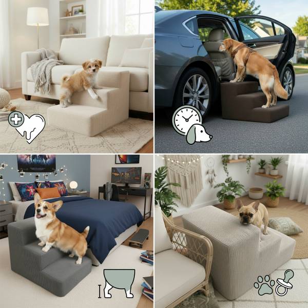 Hundetreppe Cord Grau