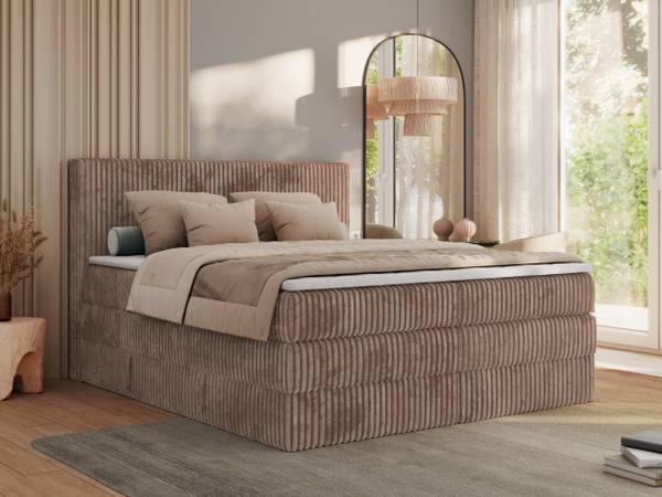 Boxspringbett TILIANO KING Braun - H3 - Liegefläche Breite: 140 cm