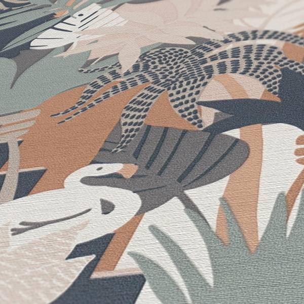 Dschungeltapete Bunt Braun Beige - Braun - Grün - Multicolor - Pink - Durchmesser: 8 cm