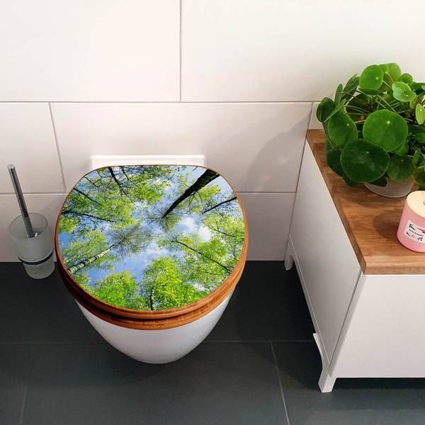 WC-Sitz mit Absenkautomatik Zwischen Bäu Grün - Bambus - Holzwerkstoff - 38 x 5 x 49 cm