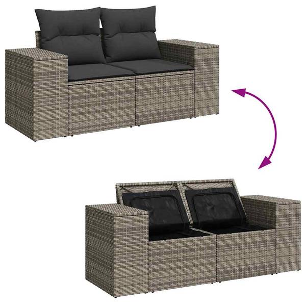 Garten-Lounge-Set 3037209-3 8-teilig Dunkelgrau - Grau