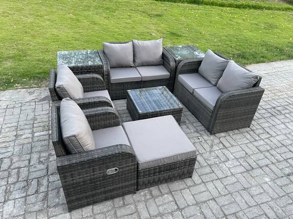 Gartengarnitur C(8er-Set) Grau - Webstoff - 124 x 79 x 67 cm
