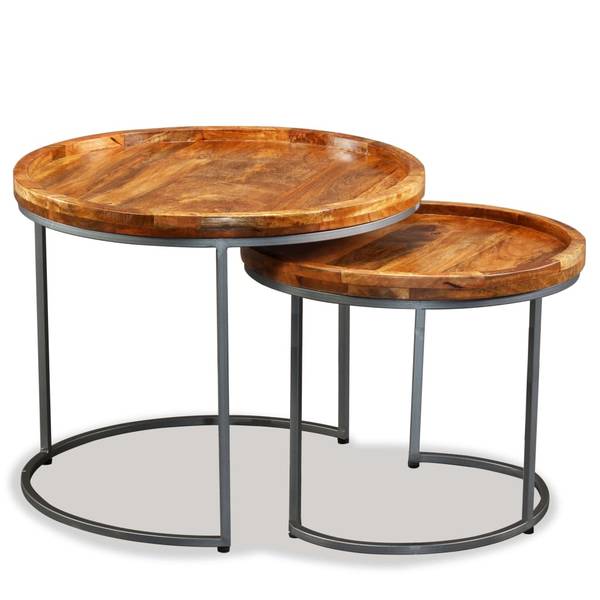 Beistelltische 2er Set D537 Braun - Massivholz - 55 x 45 x 55 cm