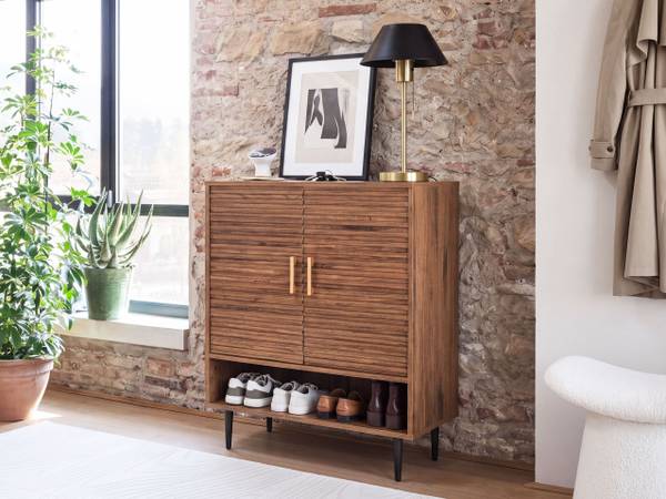 Schuhschrank KEITH Schwarz - Braun - Holzwerkstoff - 70 x 93 x 35 cm