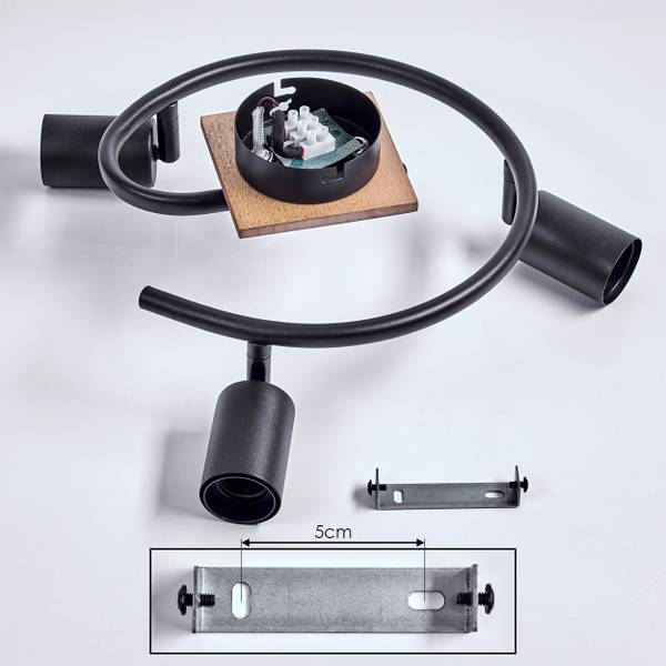 Deckenleuchte Agnino Schwarz - Braun - Holzwerkstoff - Metall - 26 x 26 x 12 cm