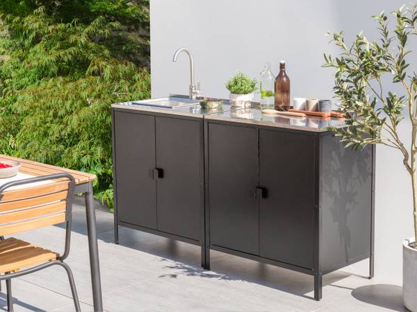 Gartenset VILAMA 4-tlg Schwarz - Silber - Metall - 80 x 80 cm